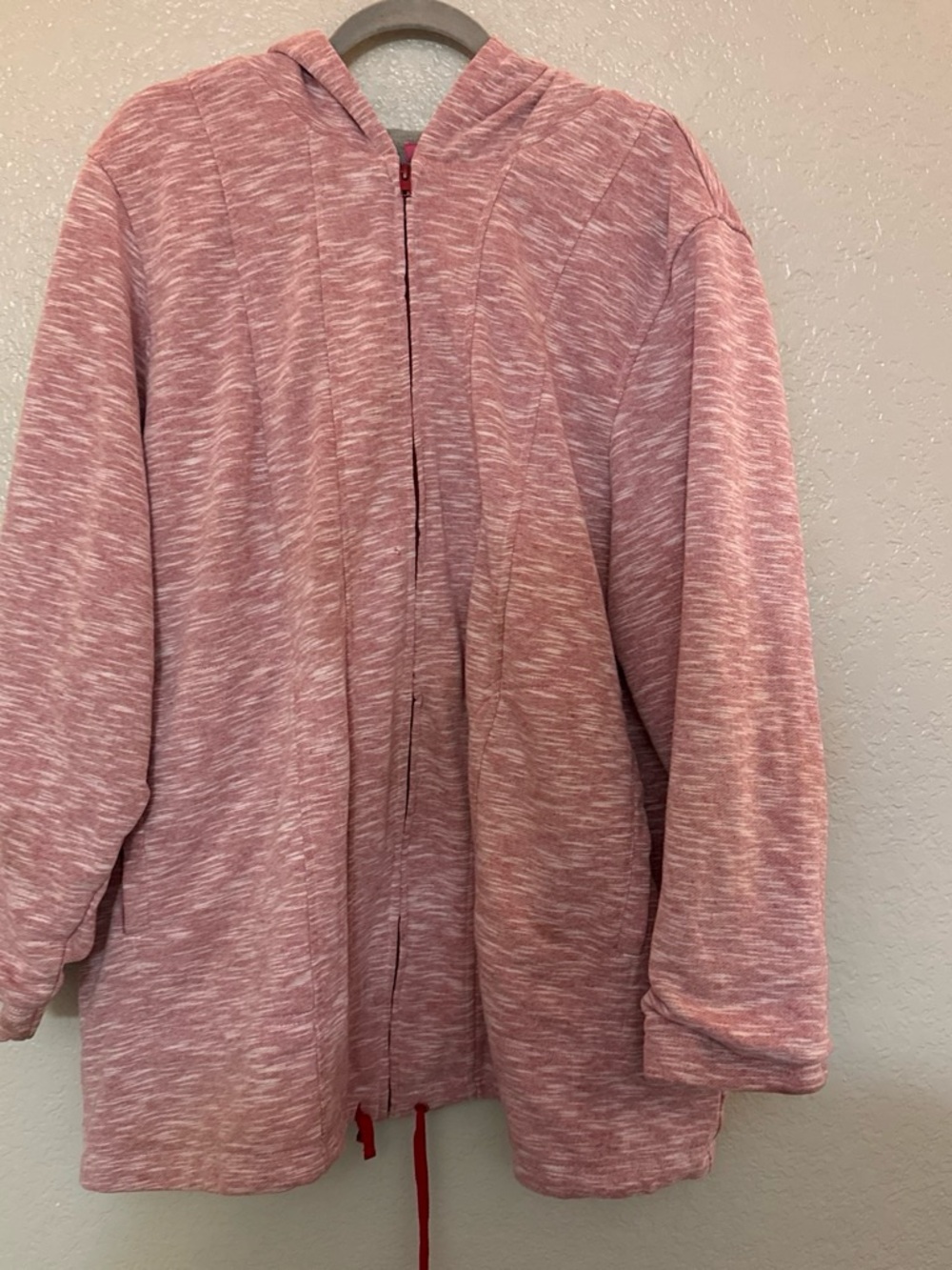 Woman Within Pink Marled Hooded Zip Jacket